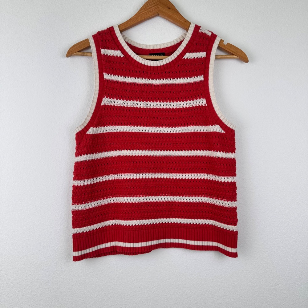 Torrid Sweater Tank Women 00 Red White Striped Excellent Preppy Knit Top
